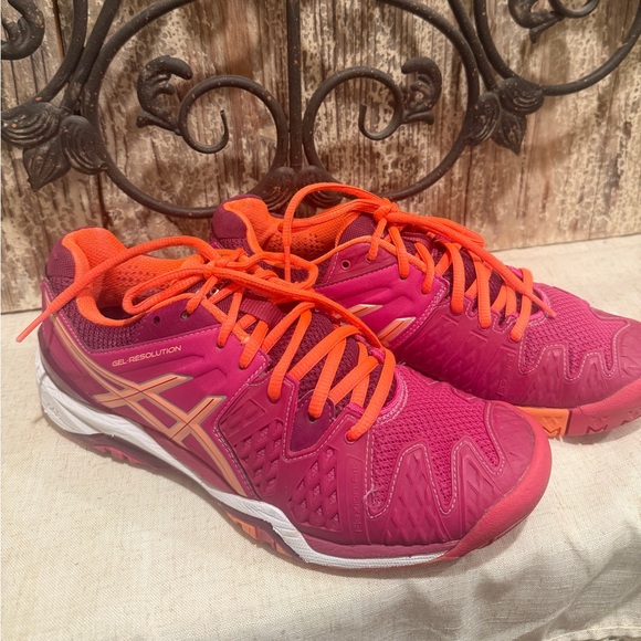 Asics Women's Gel Resolution 8.5 Berry/Coral/Plum Tennis Shoes - Picture 3 of 9
